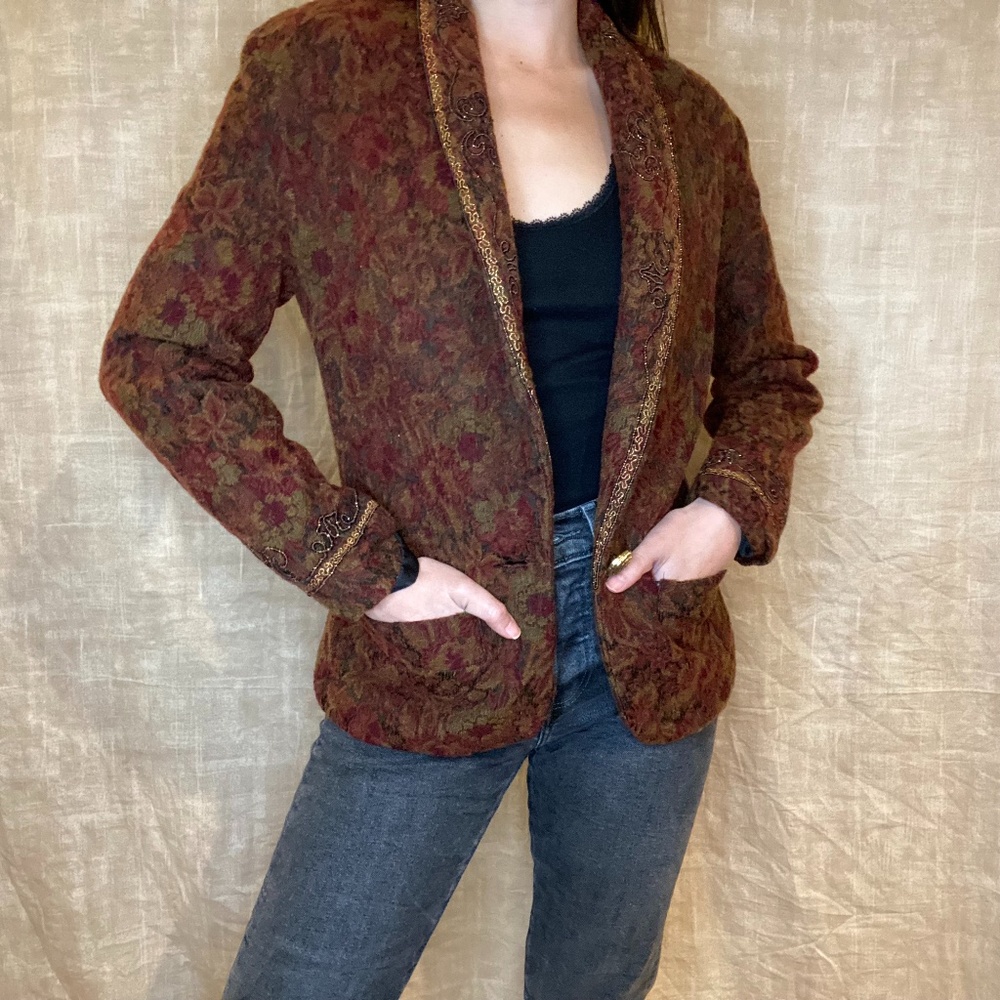 Vintage Tapestry Jacquard Blazer Jacket